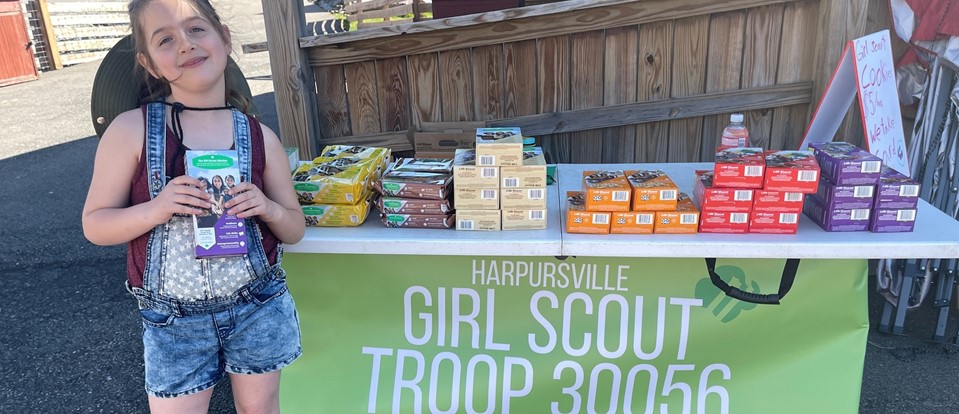 Girl Scout selling cookies at Animal Adventure Park